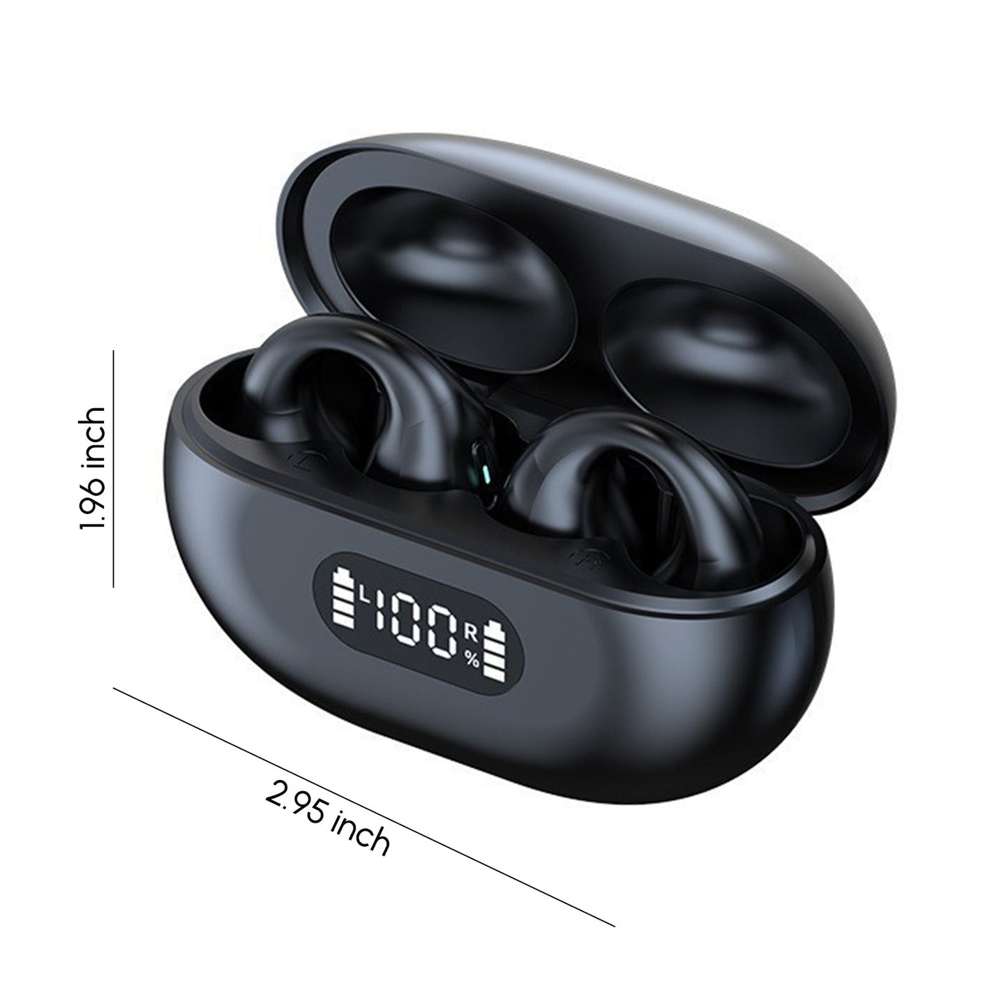 Bluetooth Earbuds with Earhooks - Digital Display, Open Design - Wholesale Electronics