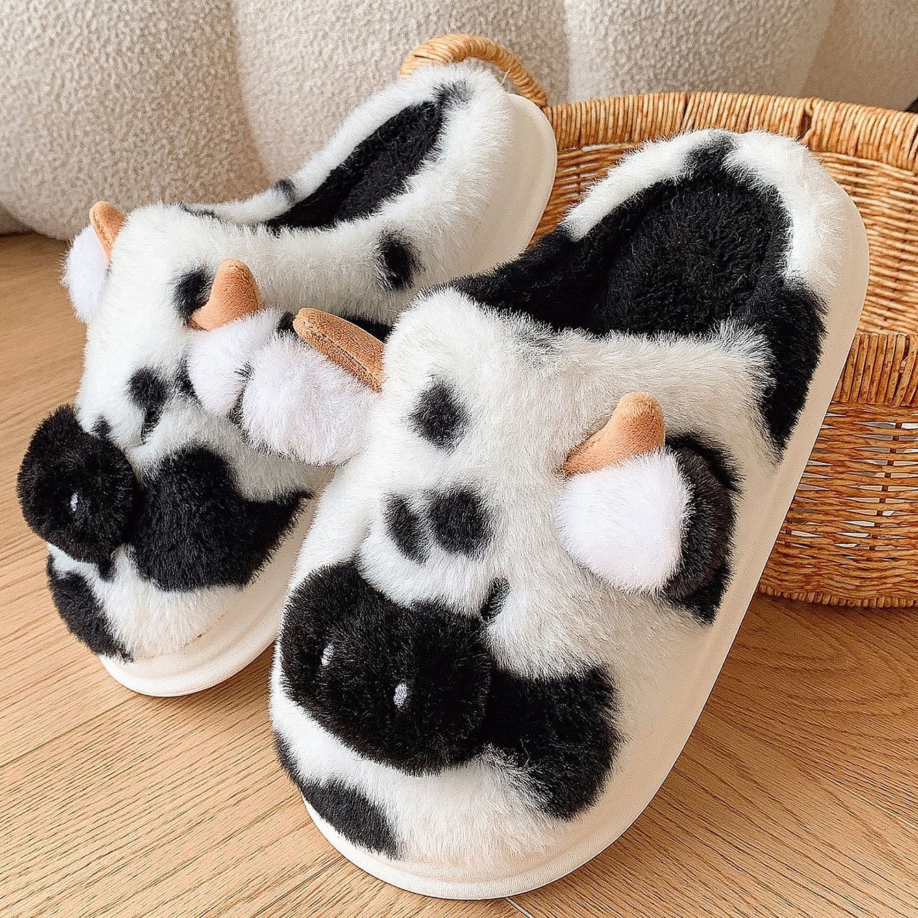 Cute Cartoon Cow Plush Slippers - Wholesale Electronics