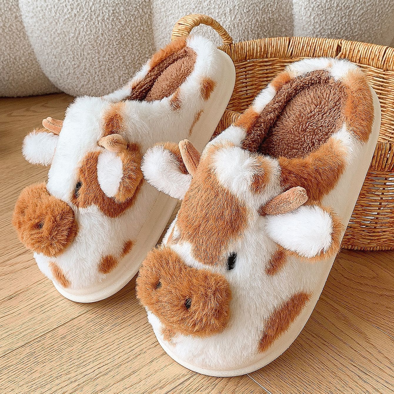 Cute Cartoon Cow Plush Slippers - Wholesale Electronics