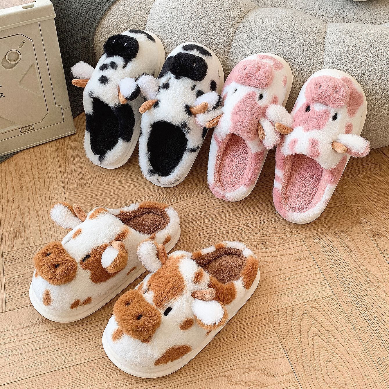 Cute Cartoon Cow Plush Slippers - Wholesale Electronics