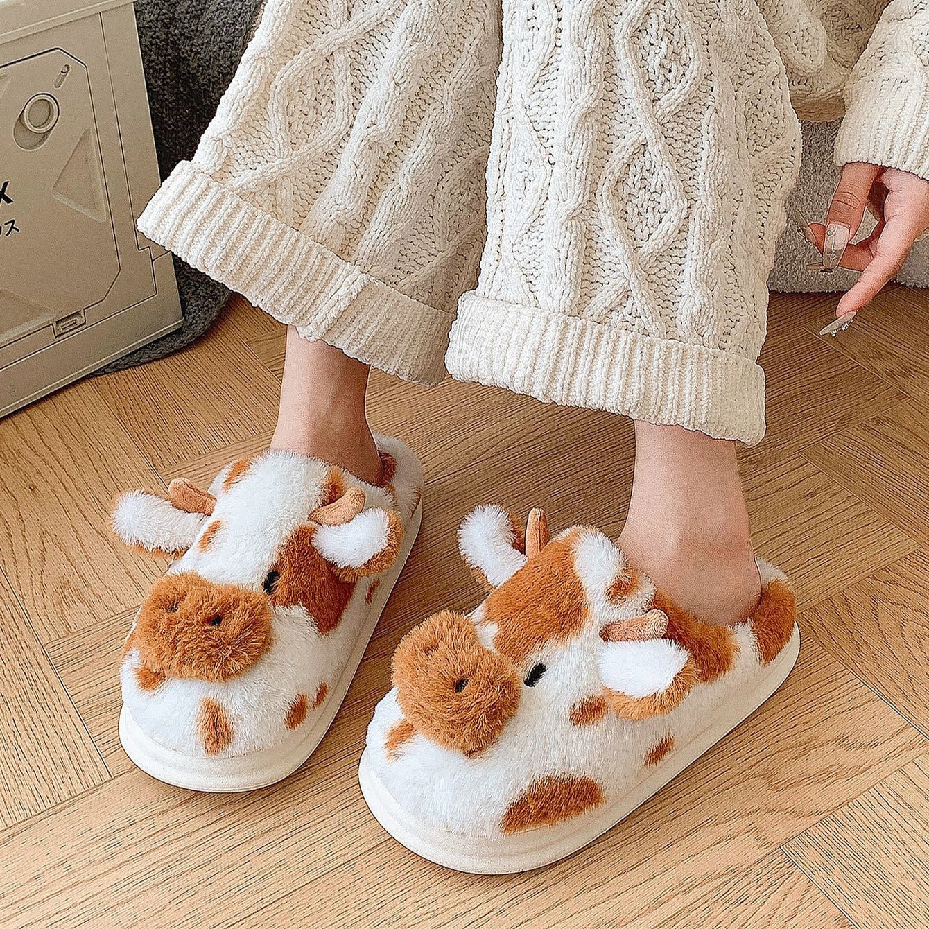 Cute Cartoon Cow Plush Slippers - Wholesale Electronics