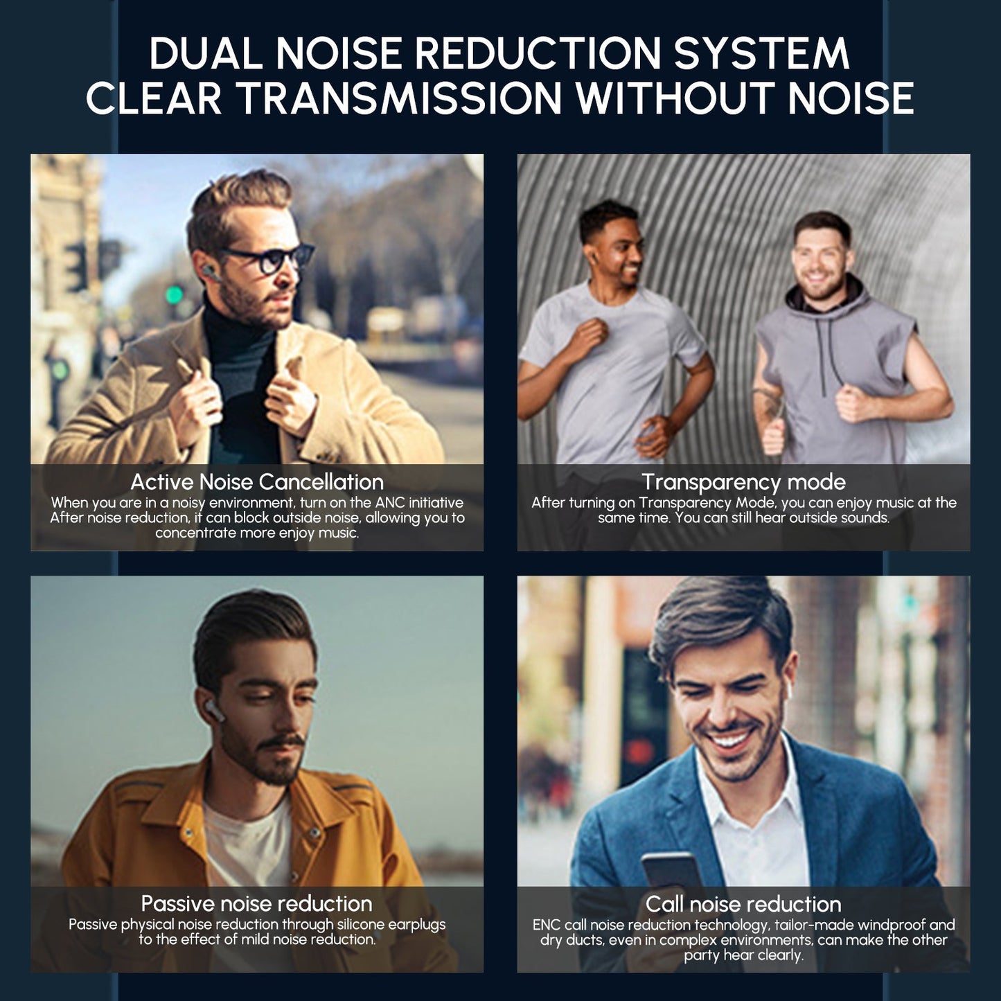 Dual Noise Cancelling True Wireless Earbuds Bluetooth Headphones - Wholesale Electronics