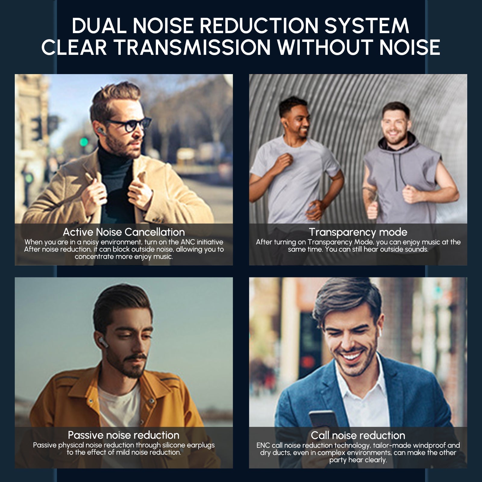 Dual Noise Cancelling True Wireless Earbuds Bluetooth Headphones - Wholesale Electronics