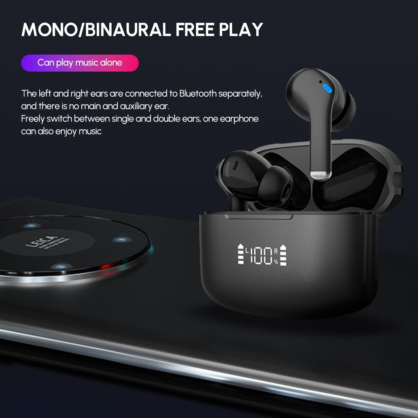 Dual Noise Cancelling True Wireless Earbuds Bluetooth Headphones - Wholesale Electronics