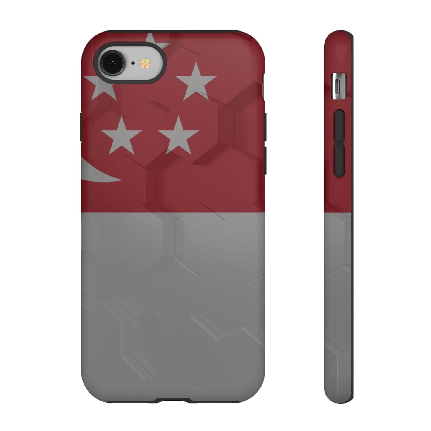 Flag of Singapore on a 3D Background | Tough Case for iPhone® Models 8 - 16 - Wholesale Electronics