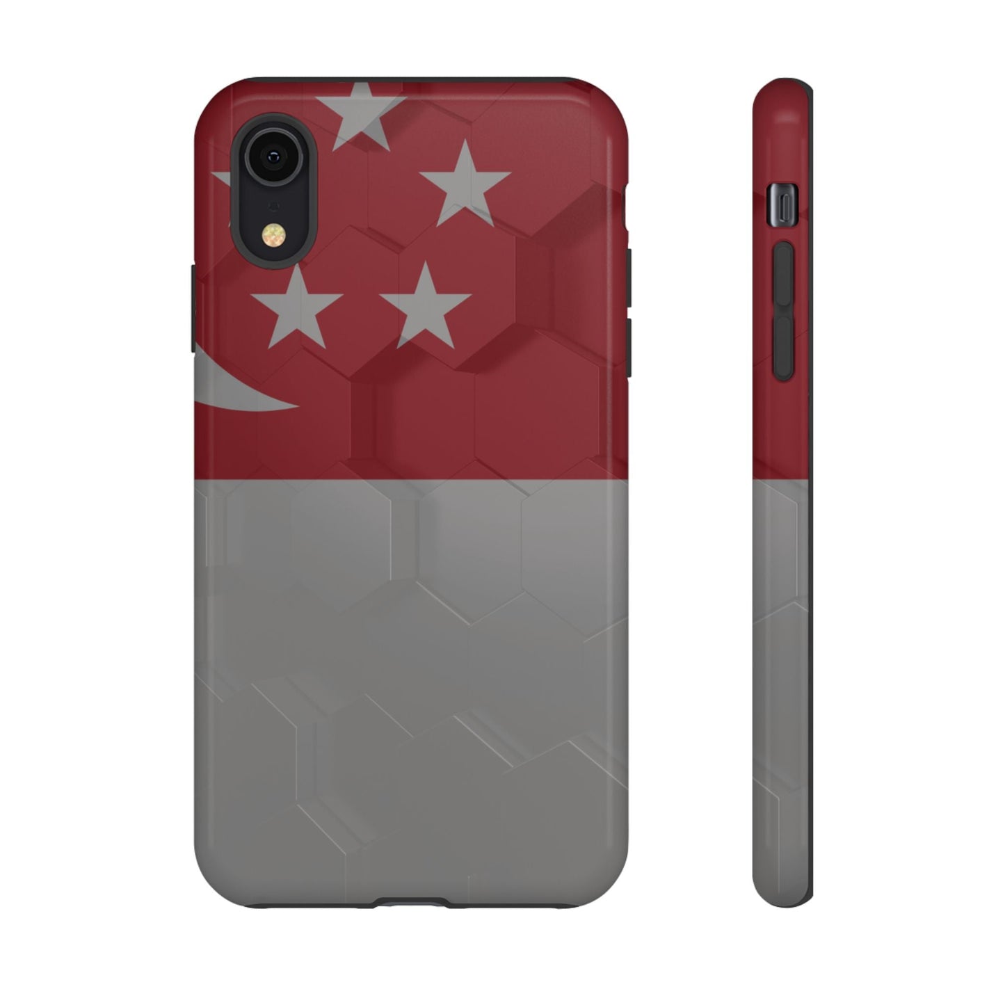 Flag of Singapore on a 3D Background | Tough Case for iPhone® Models 8 - 16 - Wholesale Electronics