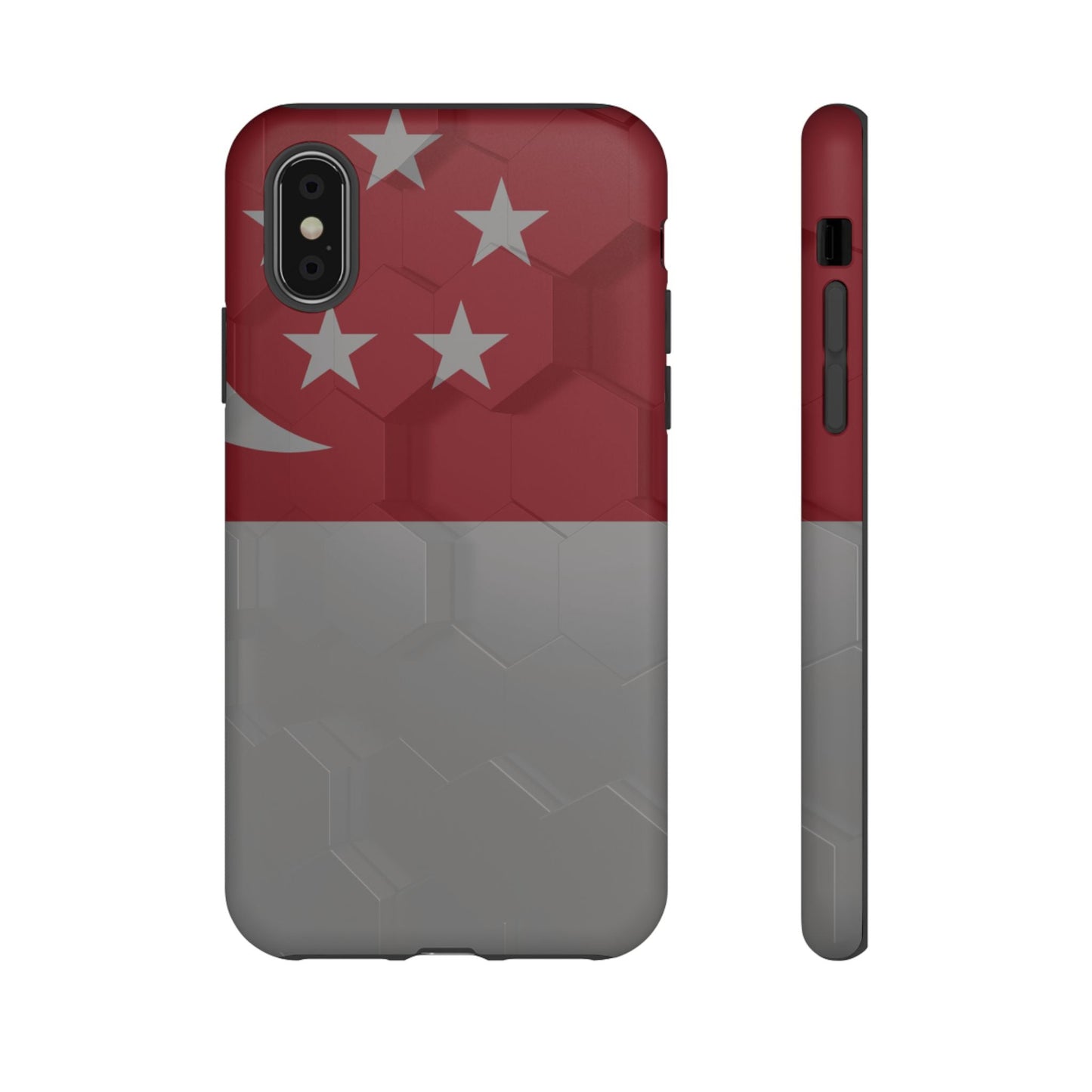 Flag of Singapore on a 3D Background | Tough Case for iPhone® Models 8 - 16 - Wholesale Electronics