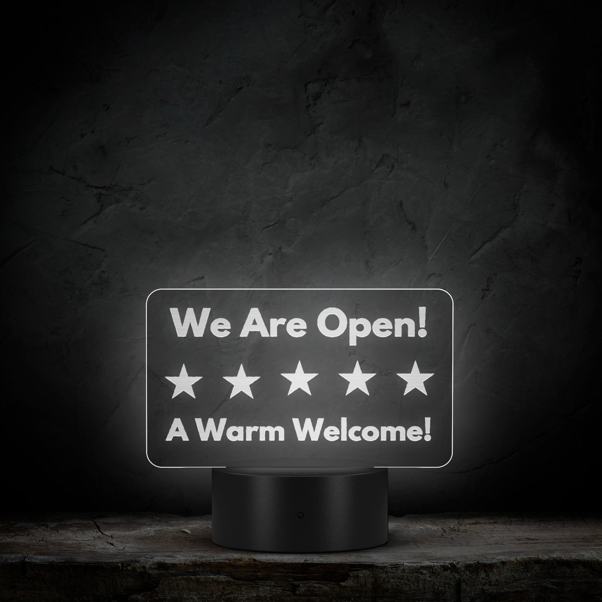 Laser - Etched "WE ARE OPEN" Led Powered Sign. - Wholesale Electronics