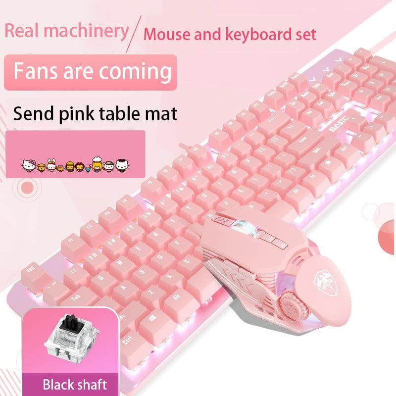 Pink Mechanical Keyboard And Mouse Set - Wholesale Electronics