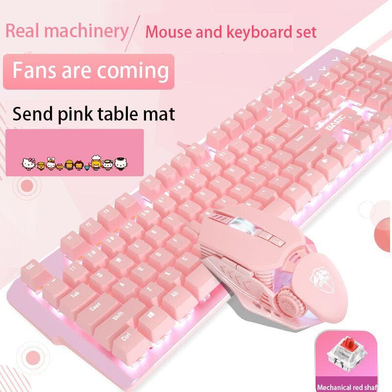 Pink Mechanical Keyboard And Mouse Set - Wholesale Electronics