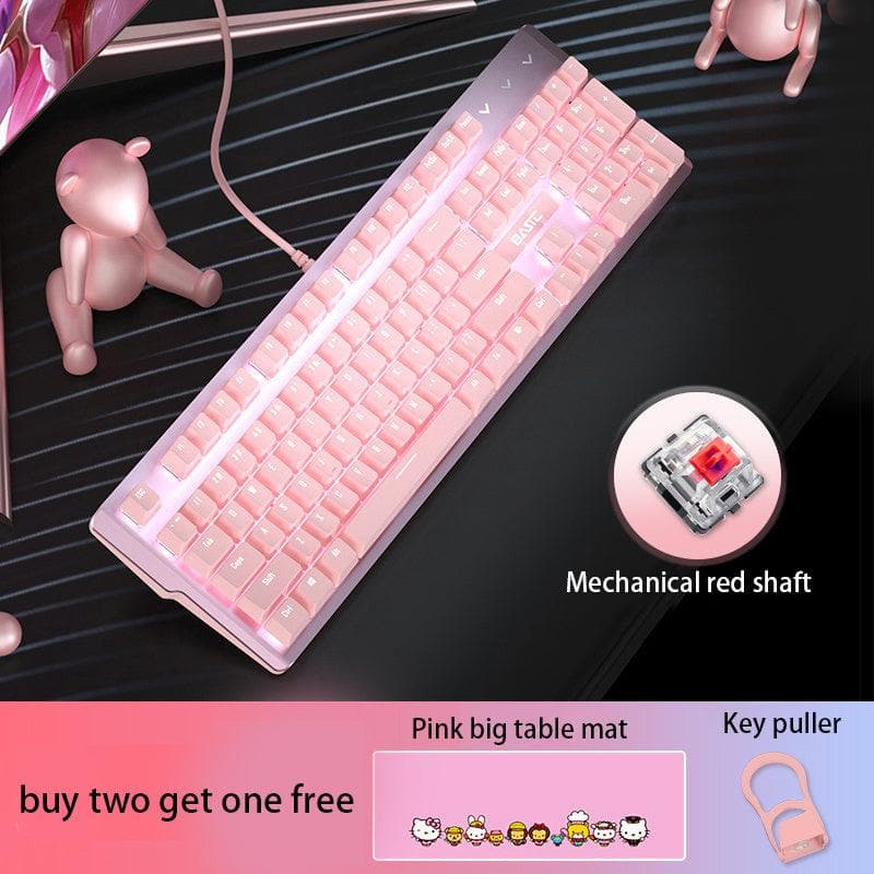 Pink Mechanical Keyboard And Mouse Set - Wholesale Electronics