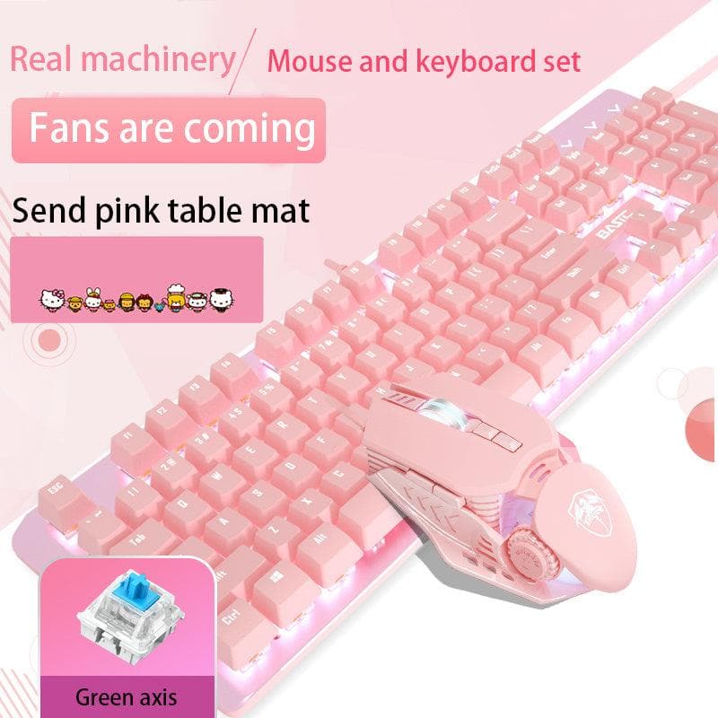 Pink Mechanical Keyboard And Mouse Set - Wholesale Electronics