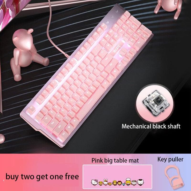 Pink Mechanical Keyboard And Mouse Set - Wholesale Electronics