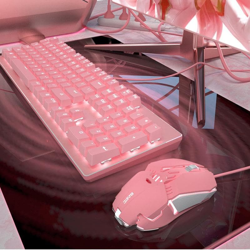 Pink Mechanical Keyboard And Mouse Set - Wholesale Electronics