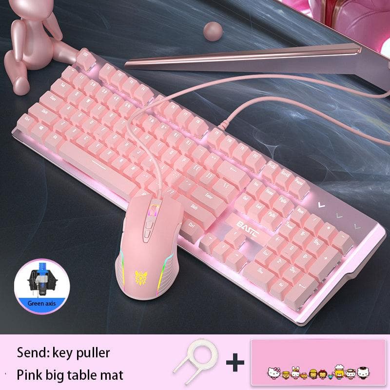 Pink Mechanical Keyboard And Mouse Set - Wholesale Electronics