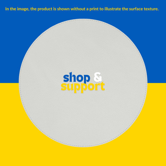 Shop and Support: Circle Shaped PU Leather Mouse Pad with Slava Ukraini Design. - Wholesale Electronics