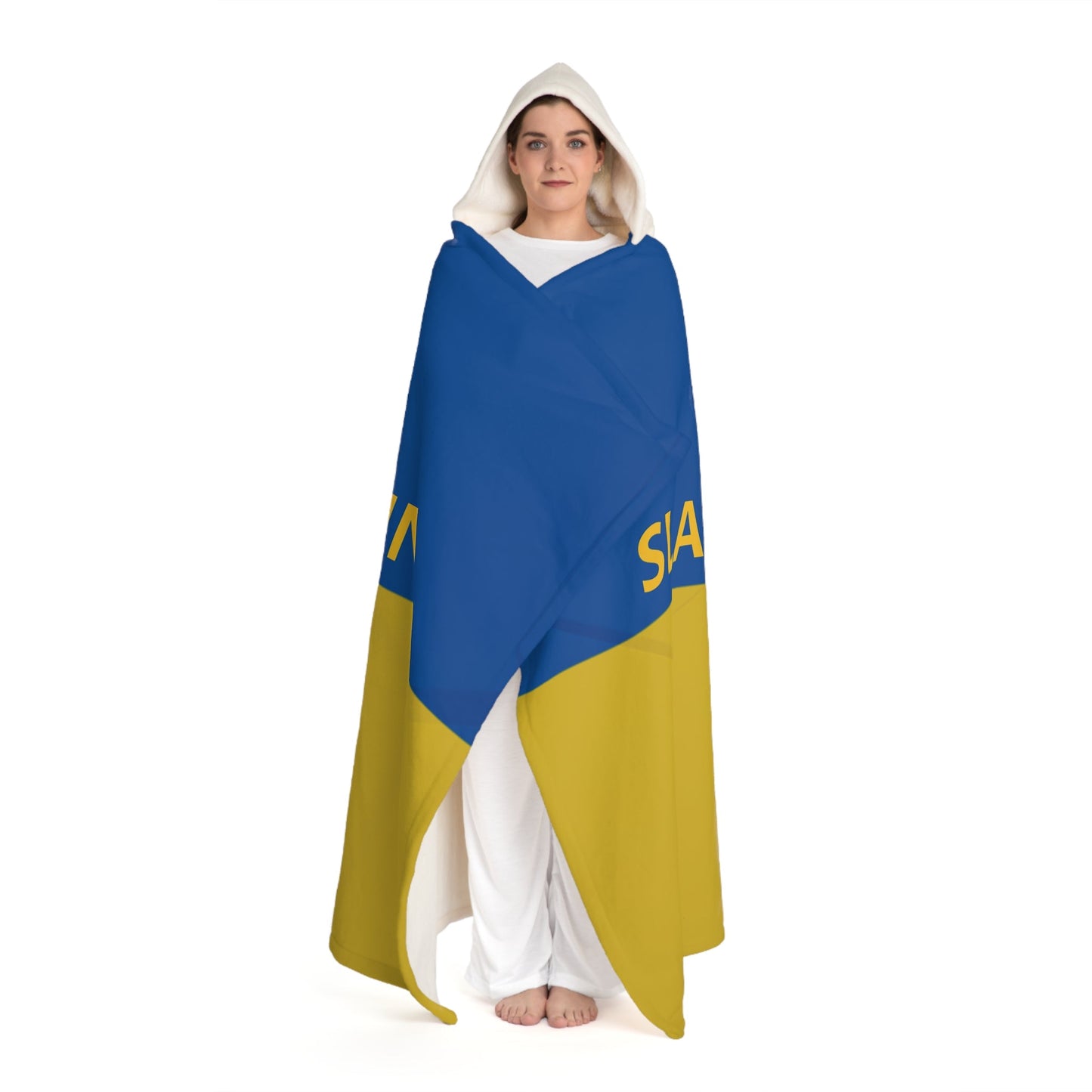 Shop and Support: Hooded Sherpa Fleece Blanket with Slava Ukraini Design. - Wholesale Electronics