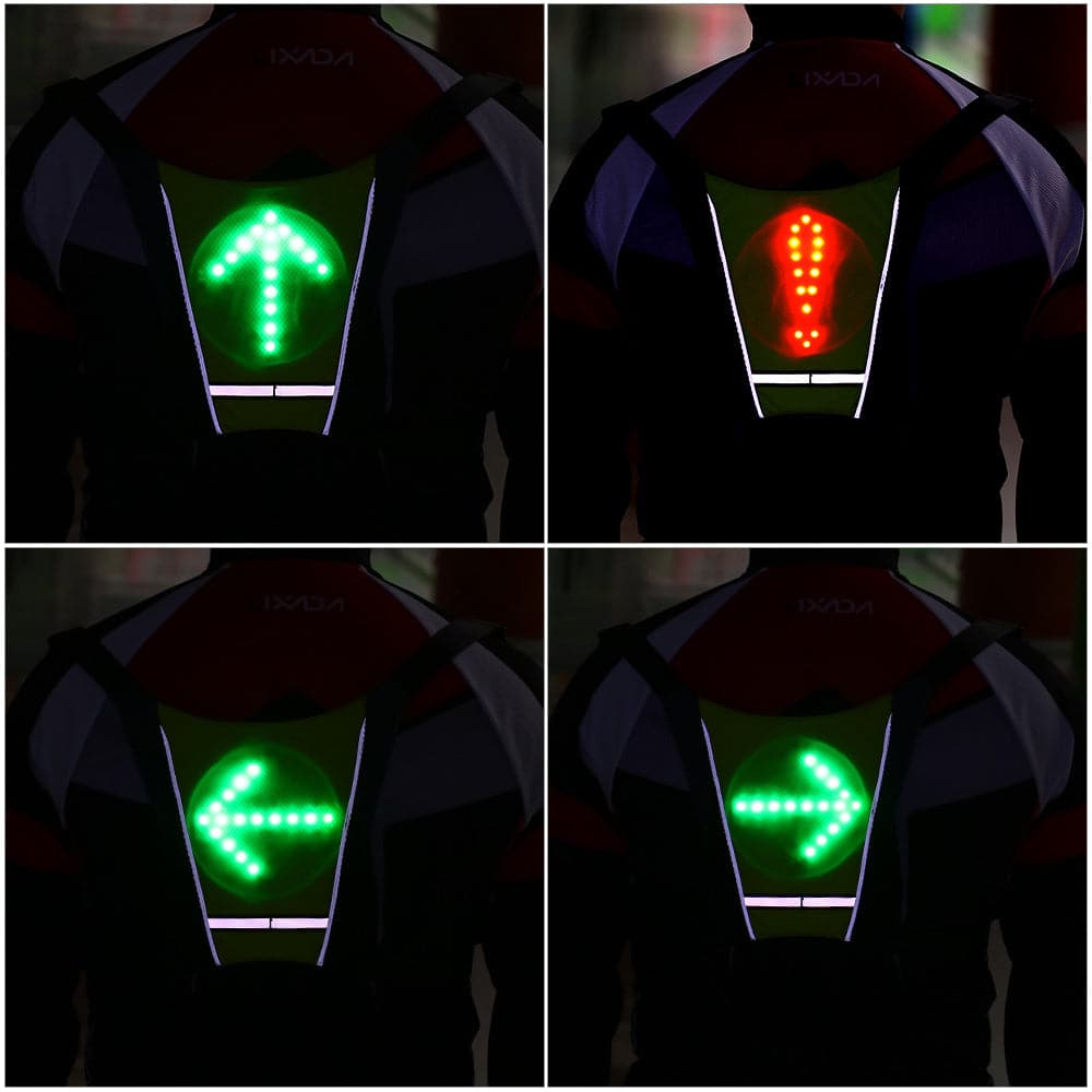 USB Rechargeable Reflective Vest Backpack with LED Turn Signal Light - Wholesale Electronics