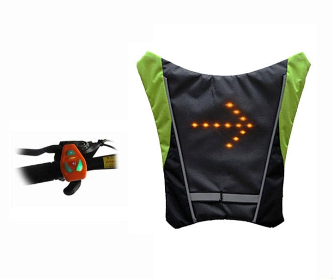 USB Rechargeable Reflective Vest Backpack with LED Turn Signal Light - Wholesale Electronics