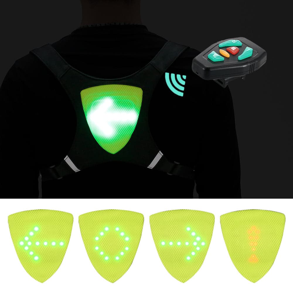 USB Rechargeable Reflective Vest Backpack with LED Turn Signal Light - Wholesale Electronics