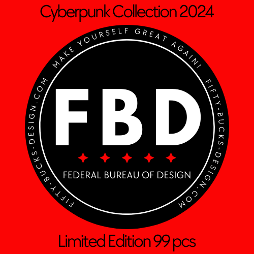 Logo of FBD Wall Art | Cyberpunk Collection | Limited Edition 99 pcs - Artisti M. Sulin (b. 1973 Helsinki, Finland) under his brand FBD - Federal Bureau of Design.