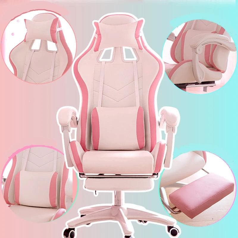 WCG Pink Gaming Chair with Leg Rest and Ergonomic Design - Wholesale Electronics