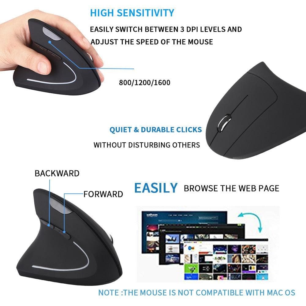 Wireless Mouse with Vertical Grip (Left) - Wholesale Electronics